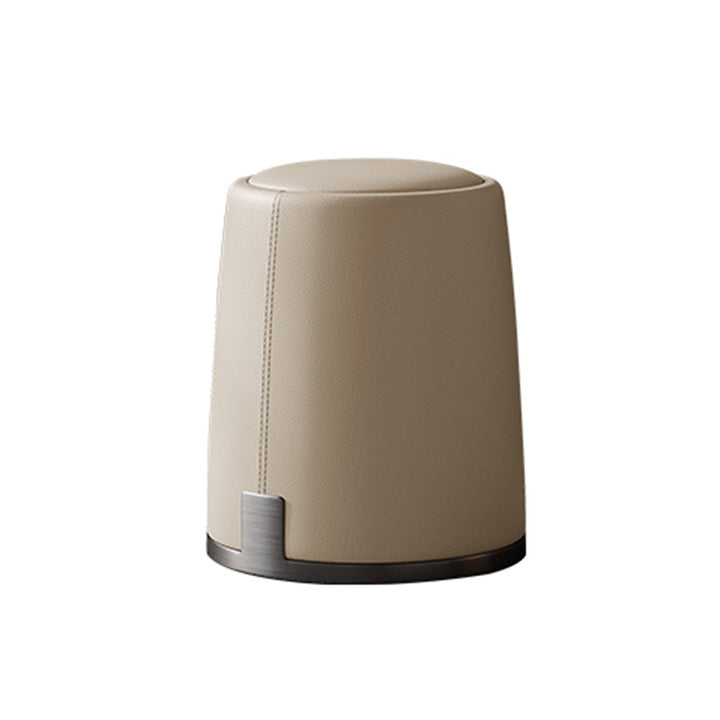 Modern Minimalist Round Microfiber Leather Plywood Stainless Steel Sponge Low Stool Backless Armless For Living Room