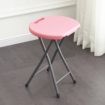 Modern Minimalist HDPE Metal Frame Round Dining Chair Backless Armless For Dining Room