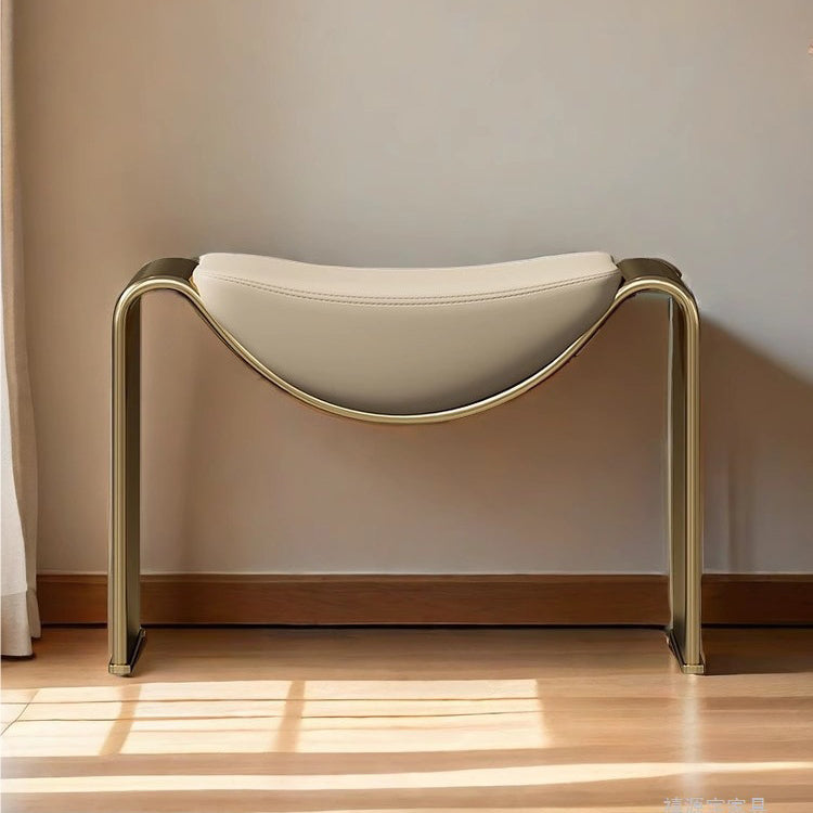 Modern Minimalist Microfiber Leather Metal Frame Rectangular Low Stool Backless Armless For Living Room