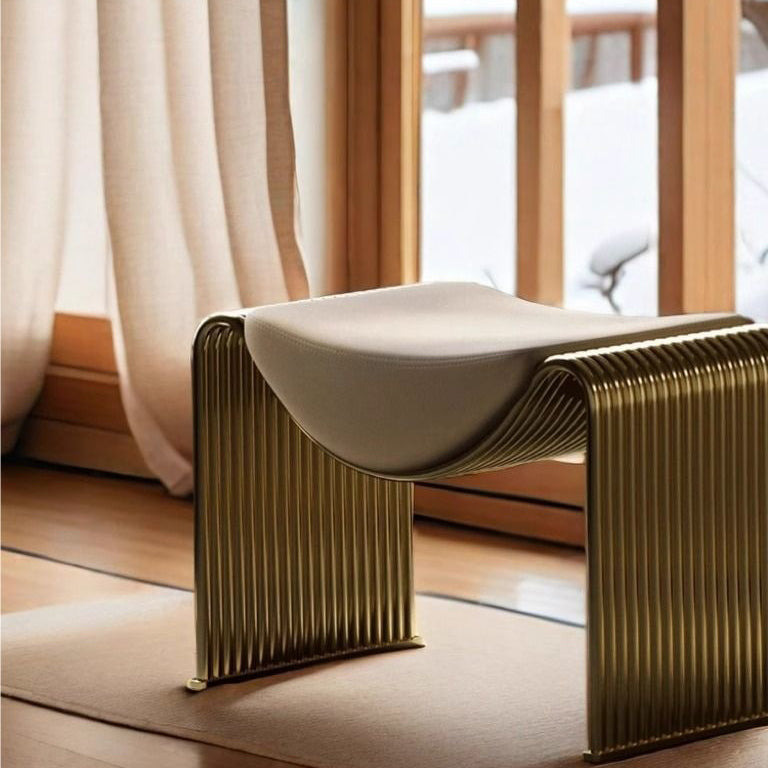 Modern Minimalist Microfiber Leather Metal Frame Rectangular Low Stool Backless Armless For Living Room