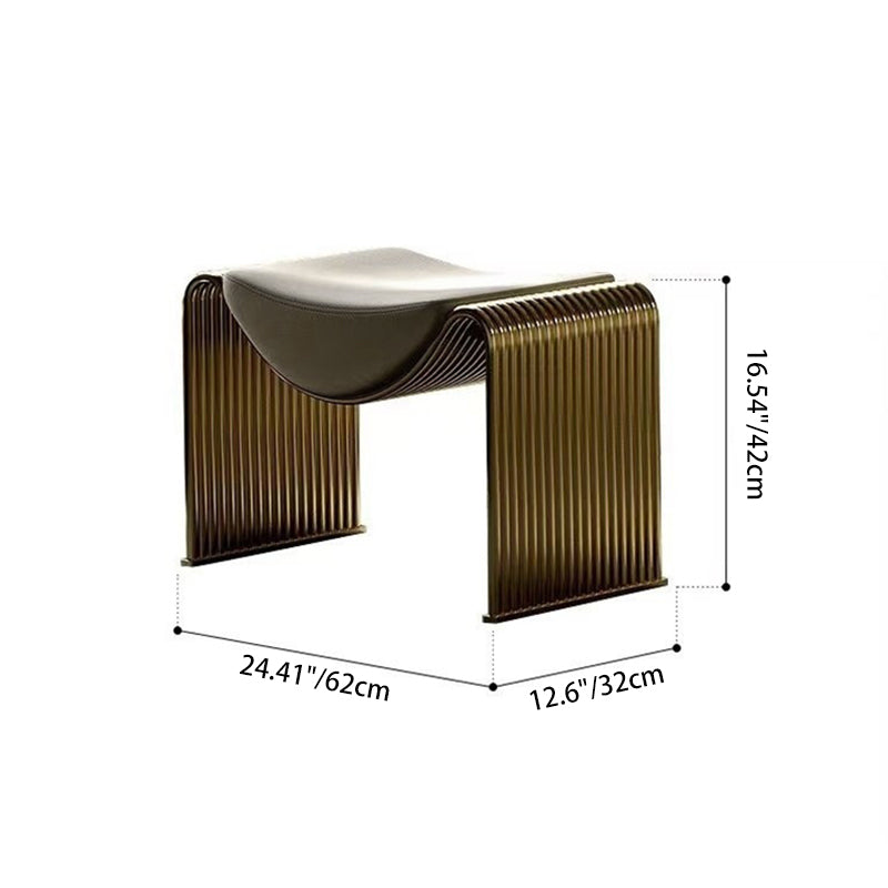 Moderner minimalistischer Mikrofaser-Leder-Metallrahmen rechteckiger niedriger Hocker ohne Rückenlehne und Armlehnen für das Wohnzimmer 