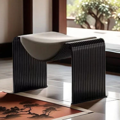 Modern Minimalist Microfiber Leather Metal Frame Rectangular Low Stool Backless Armless For Living Room