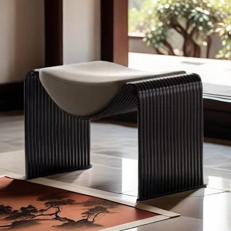 Modern Minimalist Microfiber Leather Metal Frame Rectangular Low Stool Backless Armless For Living Room