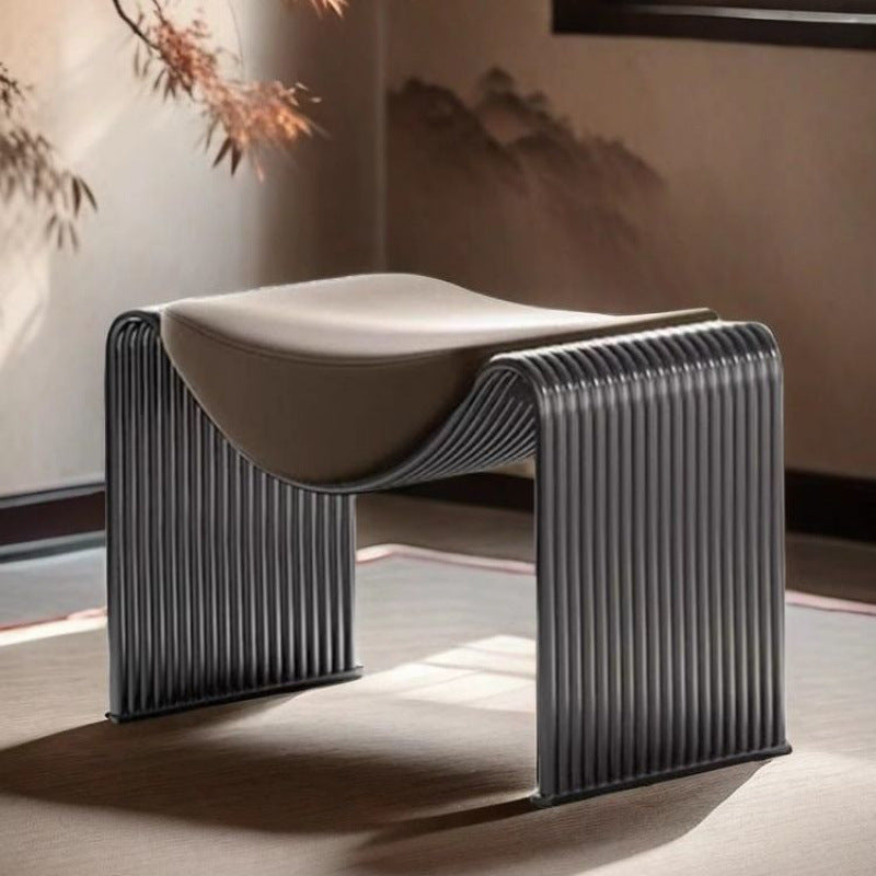 Modern Minimalist Microfiber Leather Metal Frame Rectangular Low Stool Backless Armless For Living Room