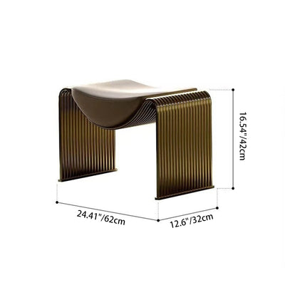 Modern Minimalist Microfiber Leather Metal Frame Rectangular Low Stool Backless Armless For Living Room