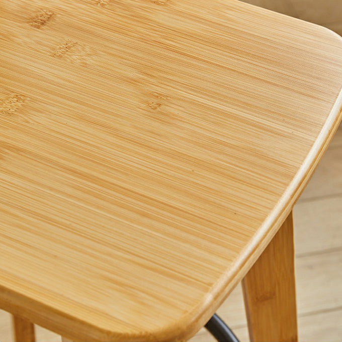 Modern Minimalist Nan Bamboo Metal Square Bar Stool Backrest Armless Footrest For Dining Room