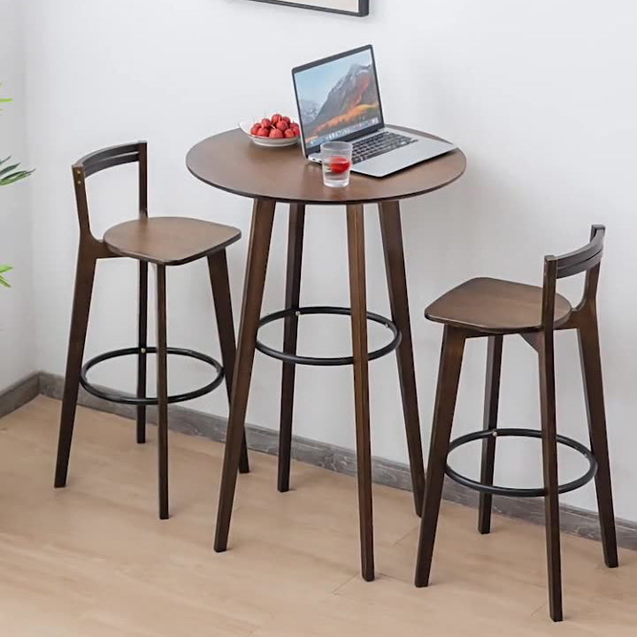 Modern Minimalist Nan Bamboo Metal Square Bar Stool Backrest Armless Footrest For Dining Room