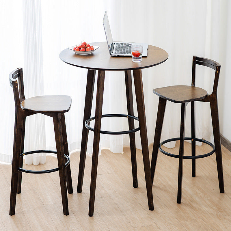 Modern Minimalist Nan Bamboo Metal Square Bar Stool Backrest Armless Footrest For Dining Room