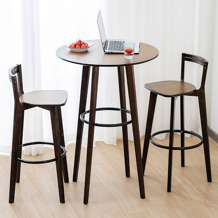 Modern Minimalist Nan Bamboo Metal Square Bar Stool Backrest Armless Footrest For Dining Room