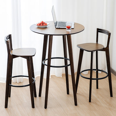 Modern Minimalist Nan Bamboo Square Bar Stool Backrest Armless Footrest For Dining Room