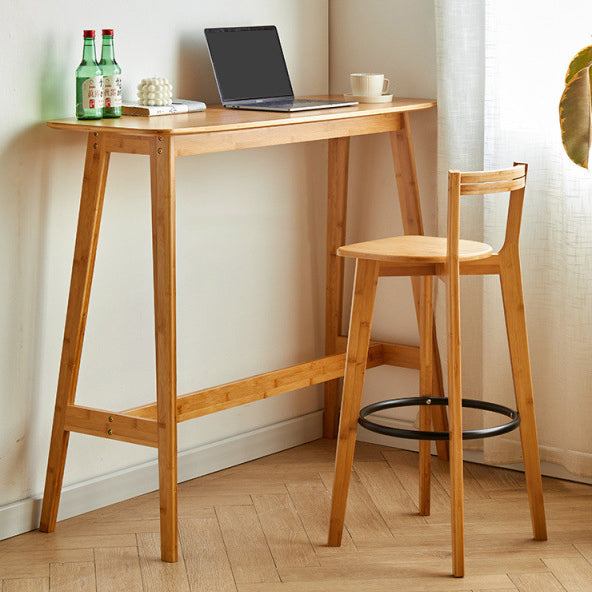 Modern Minimalist Nan Bamboo Metal Square Bar Stool Backrest Armless Footrest For Dining Room
