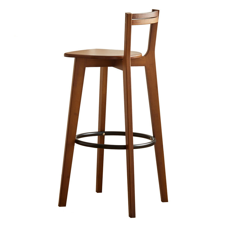 Modern Minimalist Nan Bamboo Metal Square Bar Stool Backrest Armless Footrest For Dining Room