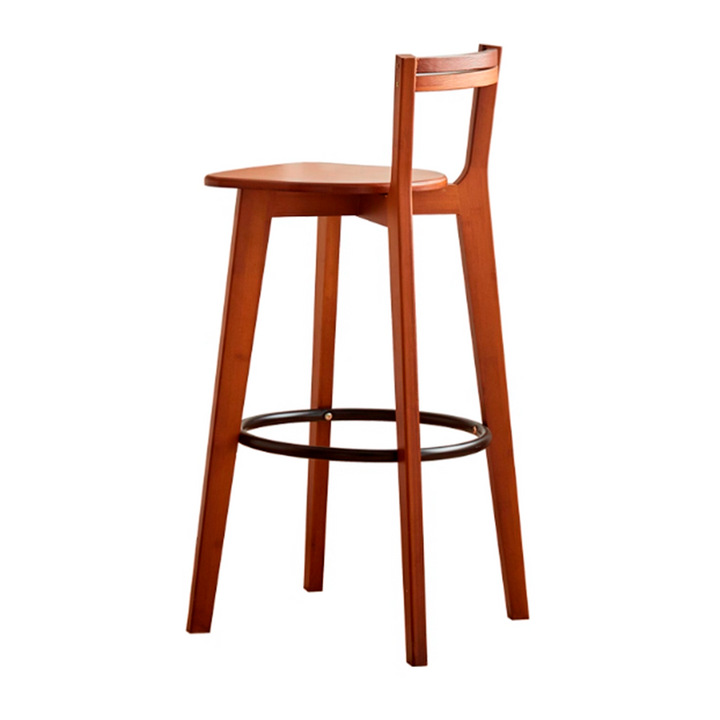 Modern Minimalist Nan Bamboo Metal Square Bar Stool Backrest Armless Footrest For Dining Room