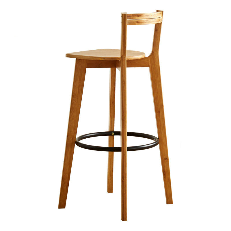 Modern Minimalist Nan Bamboo Metal Square Bar Stool Backrest Armless Footrest For Dining Room