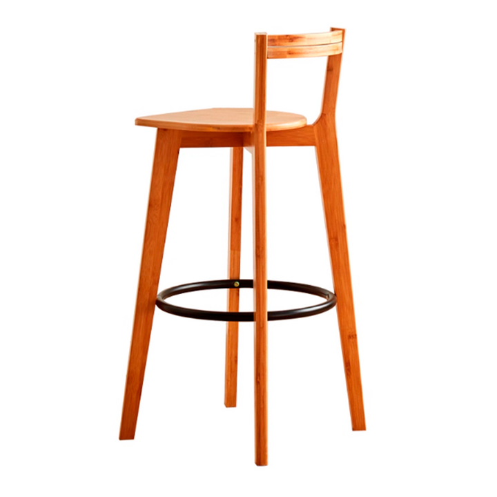 Modern Minimalist Nan Bamboo Metal Square Bar Stool Backrest Armless Footrest For Dining Room