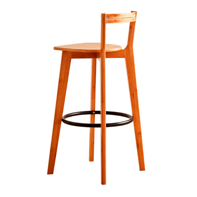 Modern Minimalist Nan Bamboo Square Bar Stool Backrest Armless Footrest For Dining Room