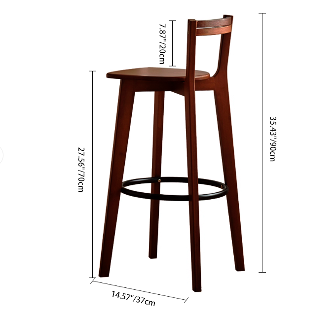 Modern Minimalist Nan Bamboo Metal Square Bar Stool Backrest Armless Footrest For Dining Room