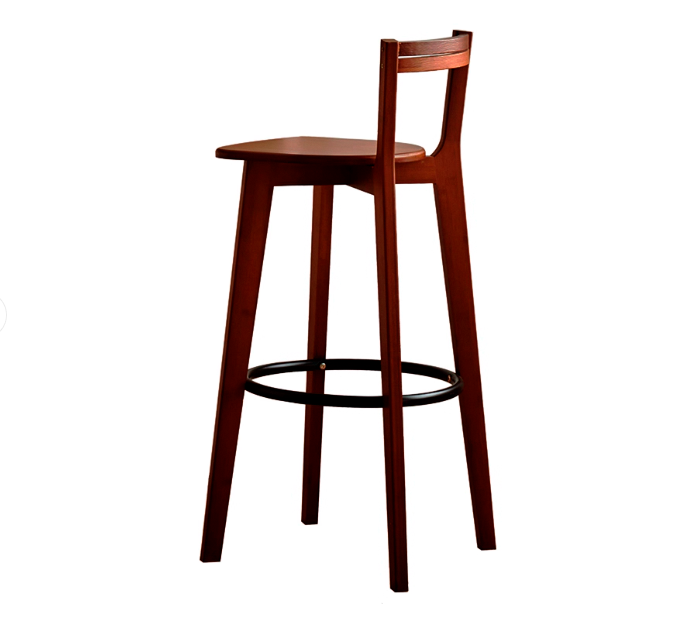 Modern Minimalist Nan Bamboo Metal Square Bar Stool Backrest Armless Footrest For Dining Room