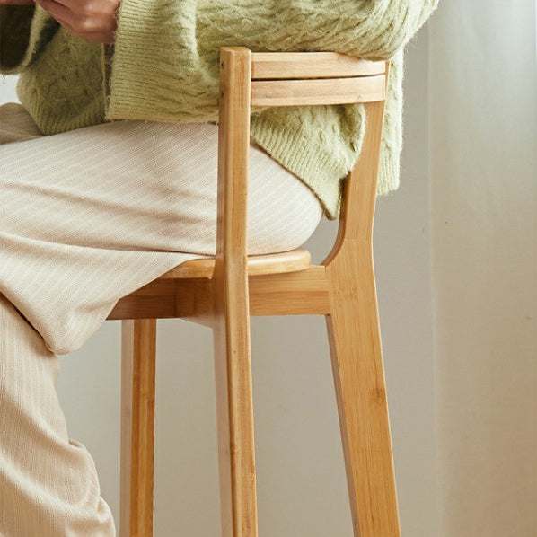 Modern Minimalist Nan Bamboo Metal Square Bar Stool Backrest Armless Footrest For Dining Room