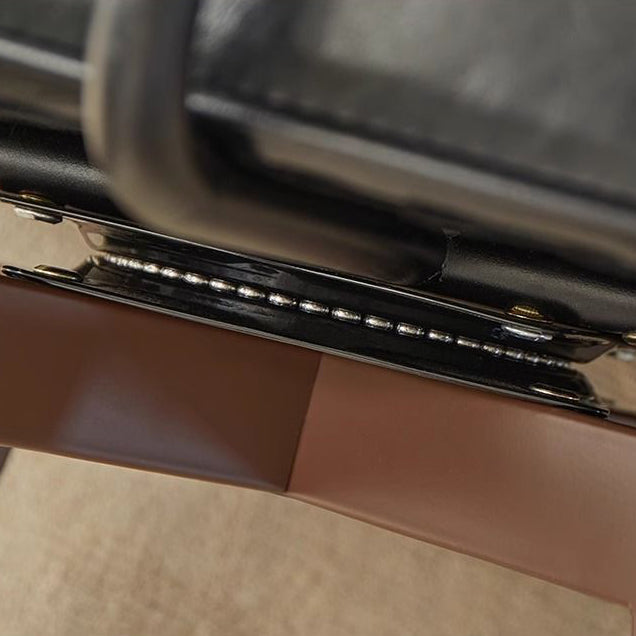 Chaise de bureau pivotante avec dossier et accoudoirs en cuir ciré à l&