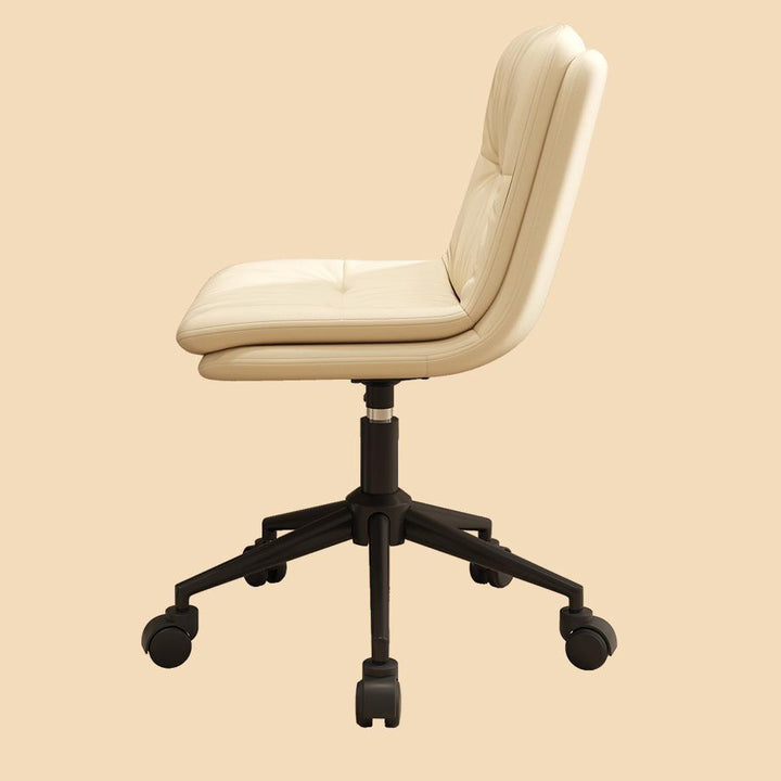 Modern Minimalist Faux Nappa Leather Sponge Steel Base Square Desk Chair Adjustable Backrest Armless Swivel For Home Office