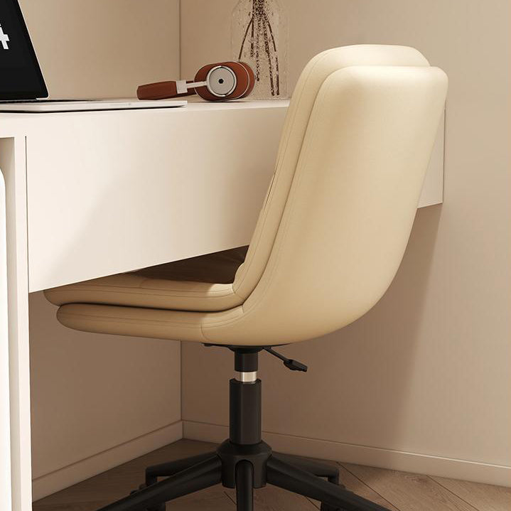 Modern Minimalist Faux Nappa Leather Sponge Steel Base Square Desk Chair Adjustable Backrest Armless Swivel For Home Office