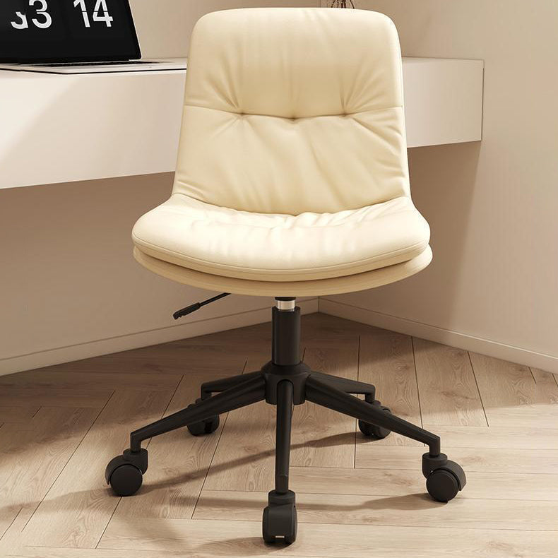 Modern Minimalist Faux Nappa Leather Sponge Steel Base Square Desk Chair Adjustable Backrest Armless Swivel For Home Office