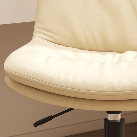 Modern Minimalist Faux Nappa Leather Sponge Steel Base Square Desk Chair Adjustable Backrest Armless Swivel For Home Office