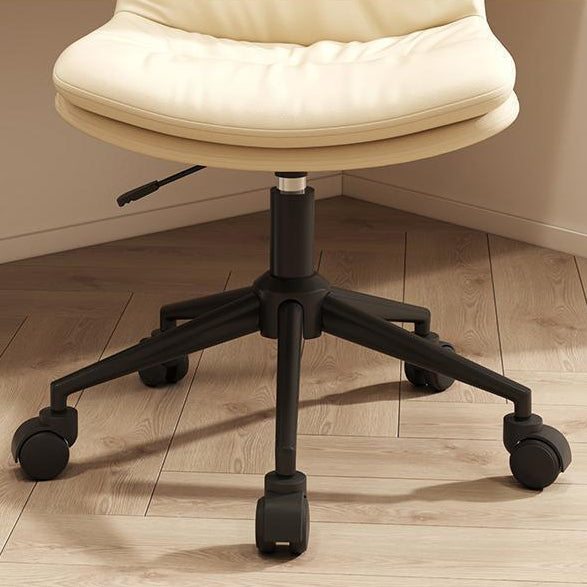 Modern Minimalist Faux Nappa Leather Sponge Steel Base Square Desk Chair Adjustable Backrest Armless Swivel For Home Office