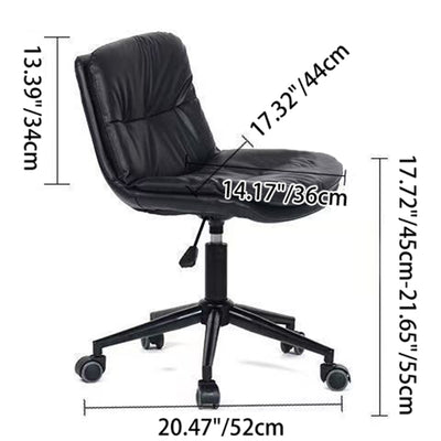 Modern Minimalist PU Leather Sponge Steel Base Square Desk Chair Adjustable Backrest Armless Swivel For Home Office