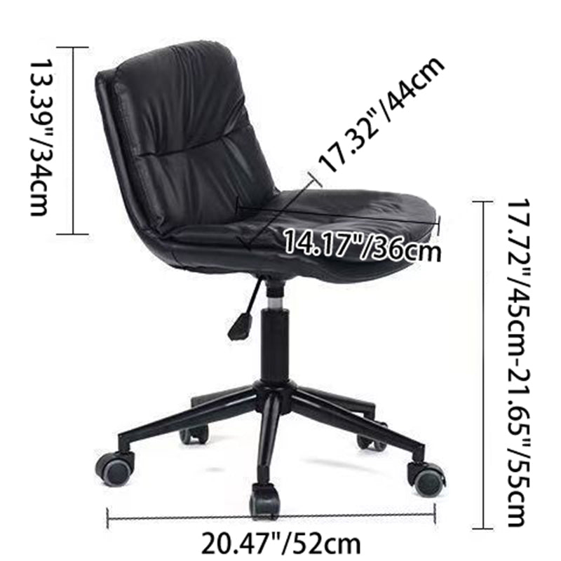 Modern Minimalist PU Leather Sponge Steel Base Square Desk Chair Adjustable Backrest Armless Swivel For Home Office