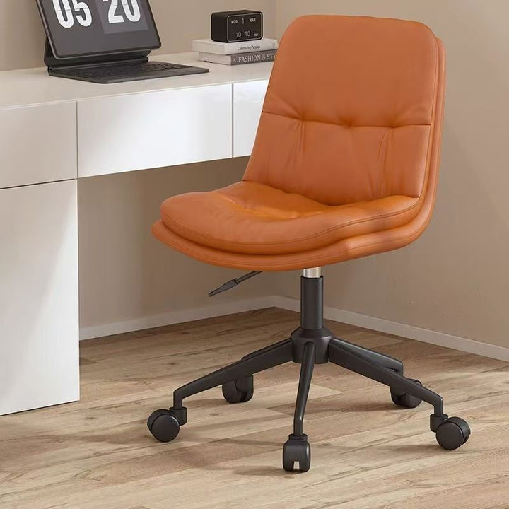 Silla de escritorio cuadrada moderna y minimalista de piel sintética Nappa, esponja y base de acero, con respaldo ajustable, sin reposabrazos y giratoria, para oficina en casa 
