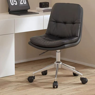 Modern Minimalist PU Leather Sponge Steel Base Square Desk Chair Adjustable Backrest Armless Swivel For Home Office