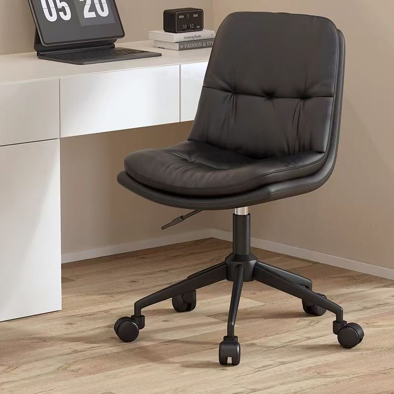 Modern Minimalist PU Leather Sponge Steel Base Square Desk Chair Adjustable Backrest Armless Swivel For Home Office