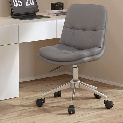 Modern Minimalist PU Leather Sponge Steel Base Square Desk Chair Adjustable Backrest Armless Swivel For Home Office