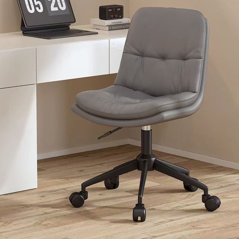 Modern Minimalist PU Leather Sponge Steel Base Square Desk Chair Adjustable Backrest Armless Swivel For Home Office