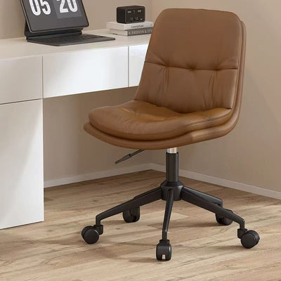 Modern Minimalist PU Leather Sponge Steel Base Square Desk Chair Adjustable Backrest Armless Swivel For Home Office
