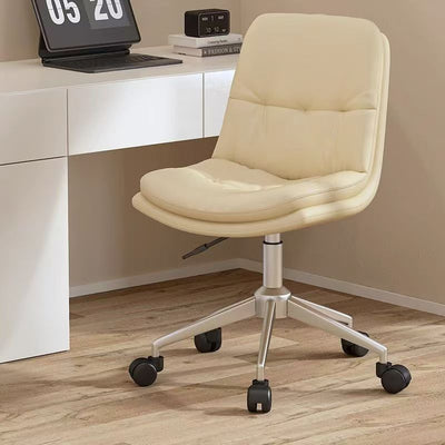 Modern Minimalist PU Leather Sponge Steel Base Square Desk Chair Adjustable Backrest Armless Swivel For Home Office