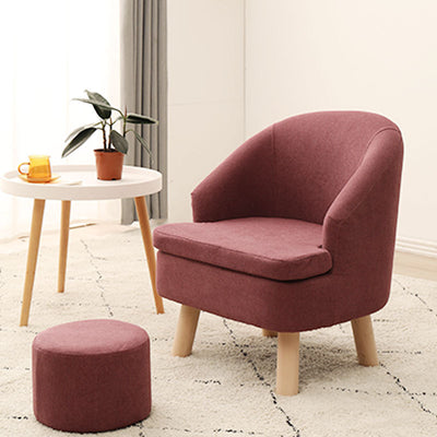 Contemporary Scandinavian Wood Frame Cotton Linen Fabric Sponge Curved Sofa Backrest Armrest For Living Room
