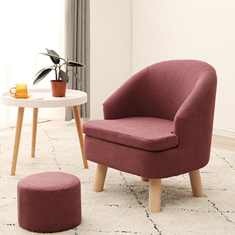 Contemporary Scandinavian Wood Frame Cotton Linen Fabric Sponge Curved Sofa Backrest Armrest For Living Room