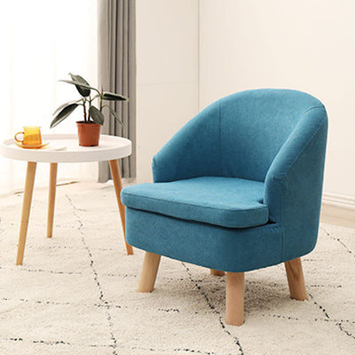Contemporary Scandinavian Wood Frame Cotton Linen Fabric Sponge Curved Sofa Backrest Armrest For Living Room
