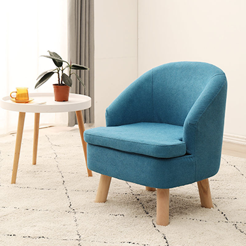 Contemporary Scandinavian Wood Frame Cotton Linen Fabric Sponge Curved Sofa Backrest Armrest For Living Room