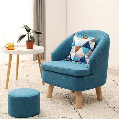 Contemporary Scandinavian Wood Frame Cotton Linen Fabric Sponge Curved Sofa Backrest Armrest For Living Room
