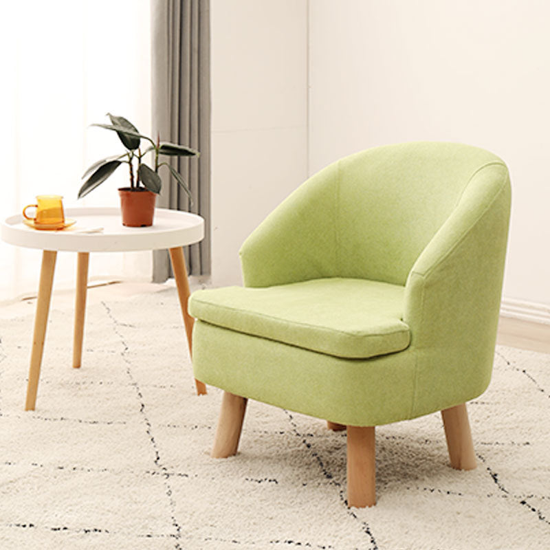 Contemporary Scandinavian Wood Frame Cotton Linen Fabric Sponge Curved Sofa Backrest Armrest For Living Room