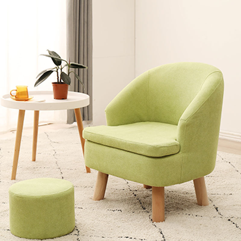 Contemporary Scandinavian Wood Frame Cotton Linen Fabric Sponge Curved Sofa Backrest Armrest For Living Room