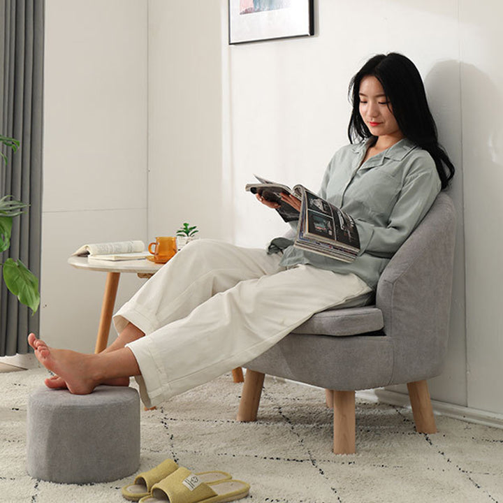 Contemporary Scandinavian Pine Wood Rubberwood Cotton Linen Sponge Curved Sofa Backrest Armrest For Living Room