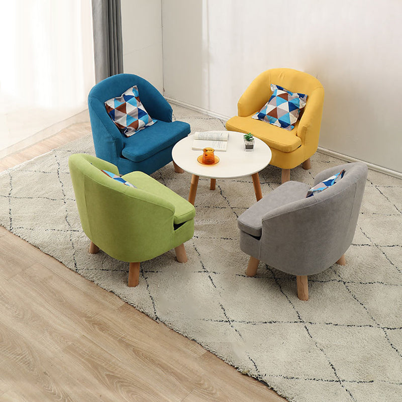 Contemporary Scandinavian Wood Frame Cotton Linen Fabric Sponge Curved Sofa Backrest Armrest For Living Room