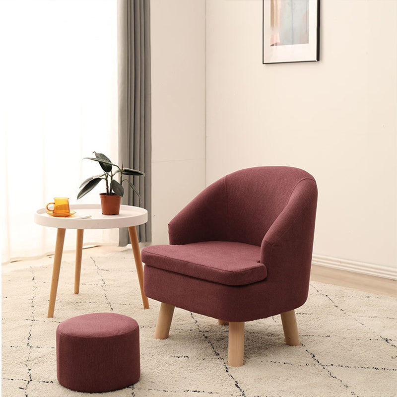 Contemporary Scandinavian Wood Frame Cotton Linen Fabric Sponge Curved Sofa Backrest Armrest For Living Room