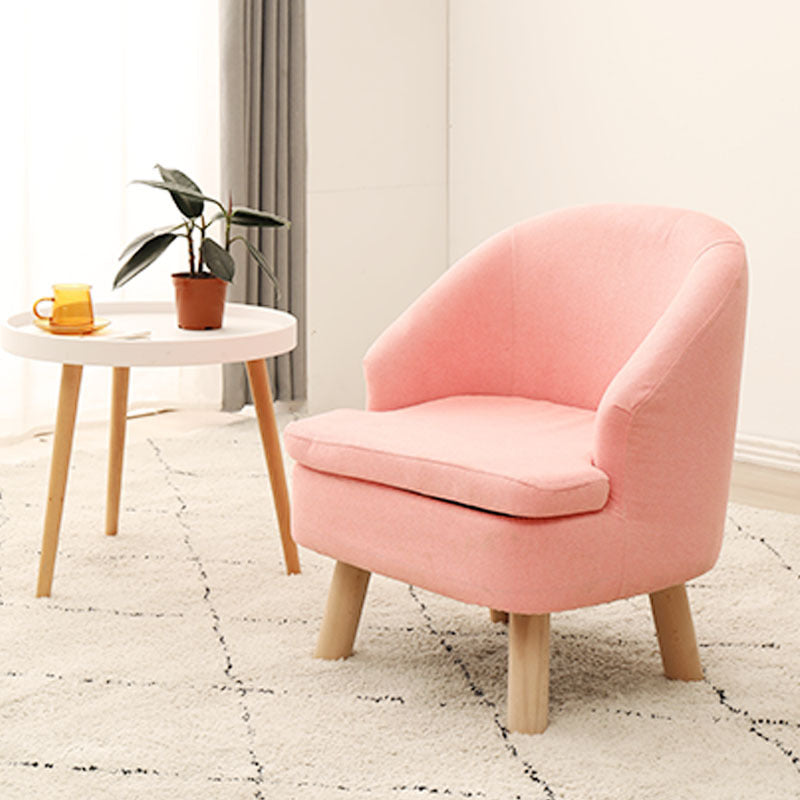 Contemporary Scandinavian Wood Frame Cotton Linen Fabric Sponge Curved Sofa Backrest Armrest For Living Room