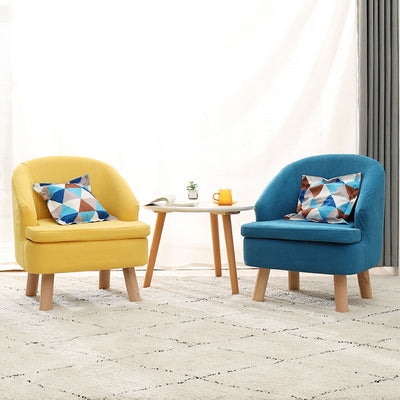 Contemporary Scandinavian Wood Frame Cotton Linen Fabric Sponge Curved Sofa Backrest Armrest For Living Room